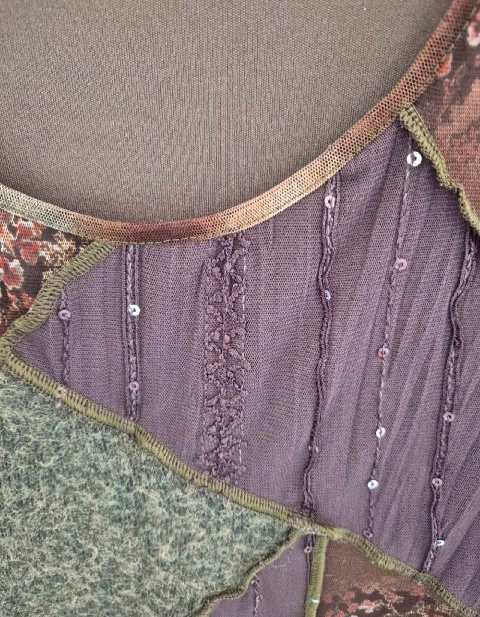 Vintage Georges Franck Y2K Haut en Maille Patchwork à Paillettes – Taille 42/44 – photo 6